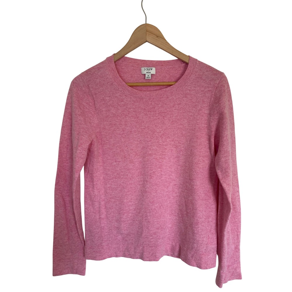 J.Crew Teddie Pink Heather Cotton Merino Wool Crew Neck Sweater M